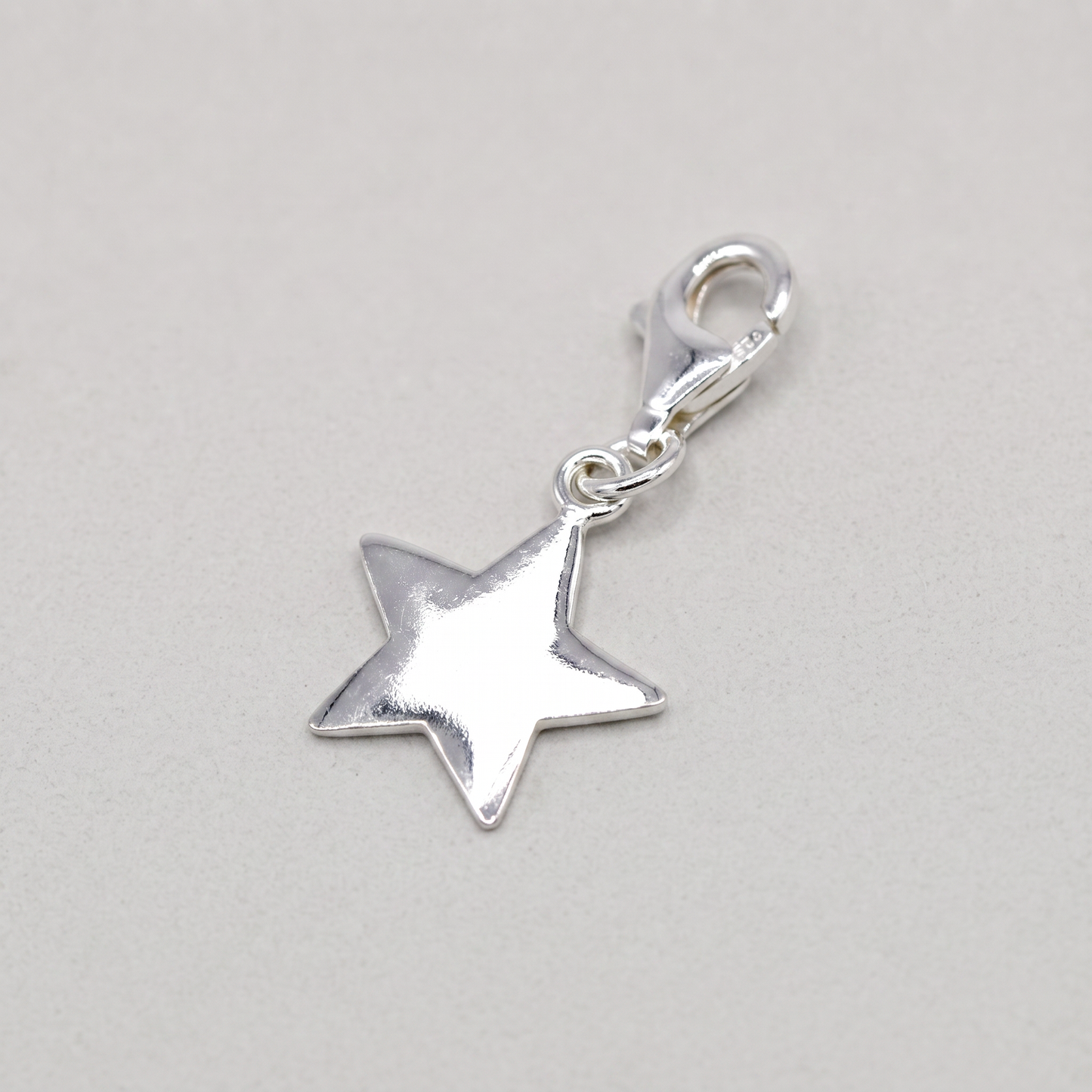 925 Sterling Silver Star Charm with Claw Carabiner Fitting