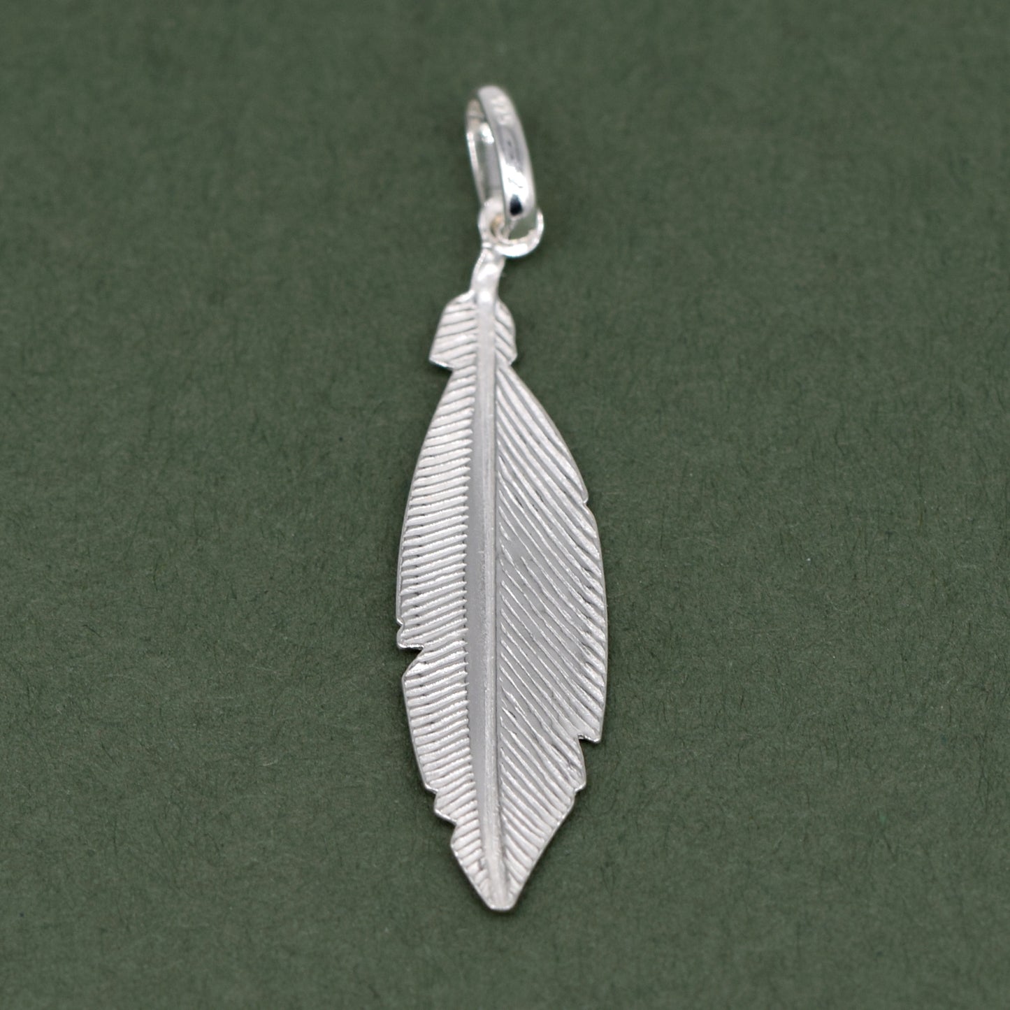 925 Sterling Silver Feather Pendant