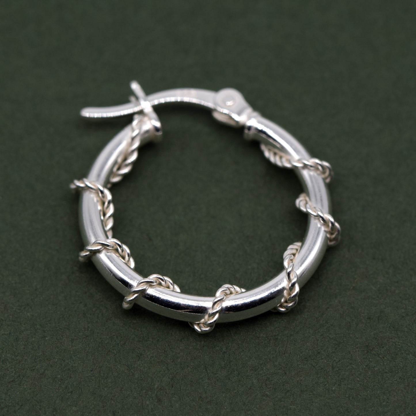 925 Sterling Silver Creole Style Twisted Wire Wrapped Hoop Earrings 20mm