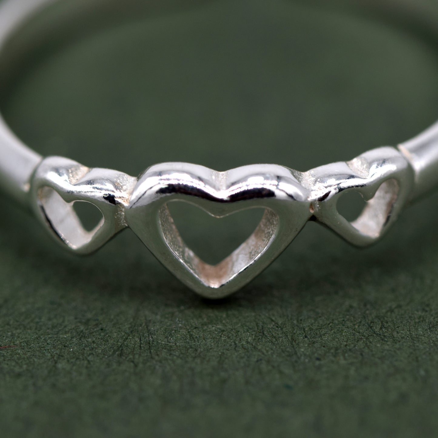 925 Sterling Silver Triple Heart Toe/Adjustable Ring