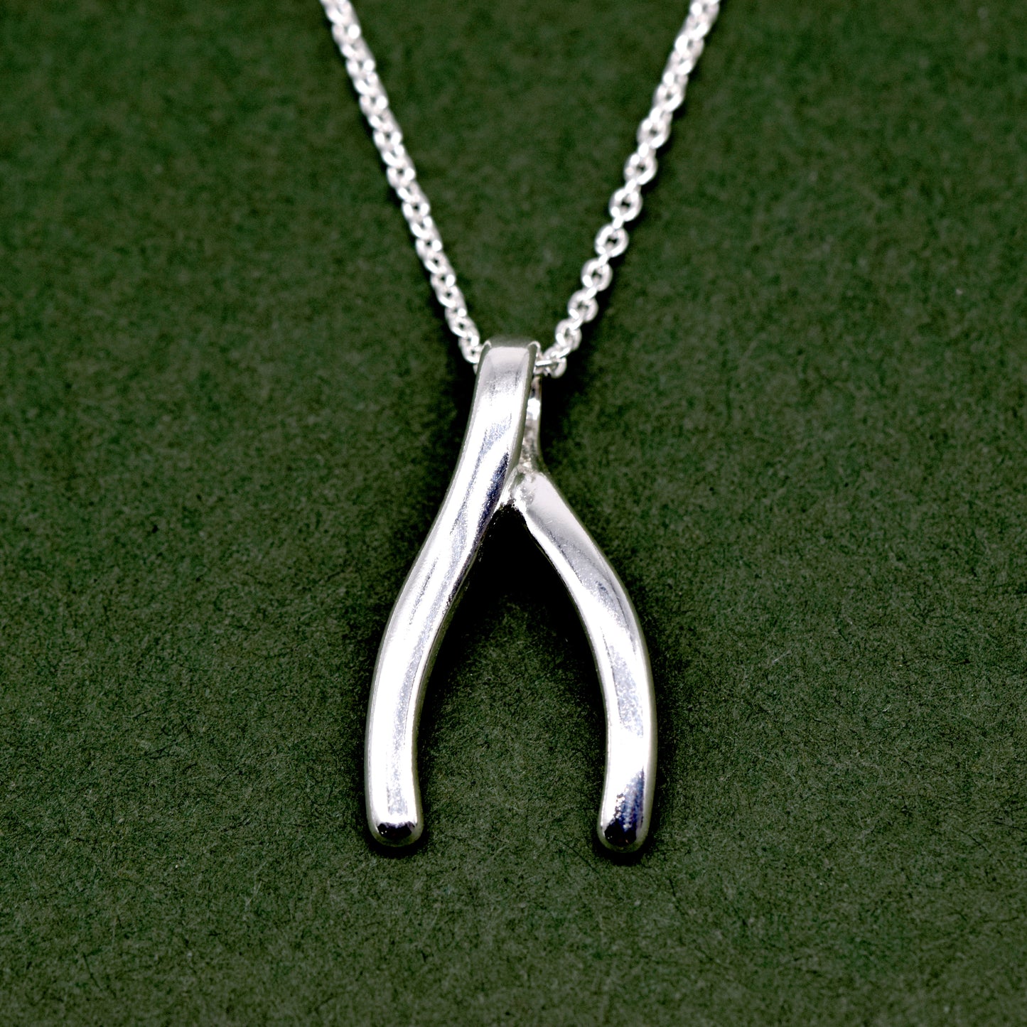 925 Sterling Silver Wishbone Pendant on 18" Rolo Chain