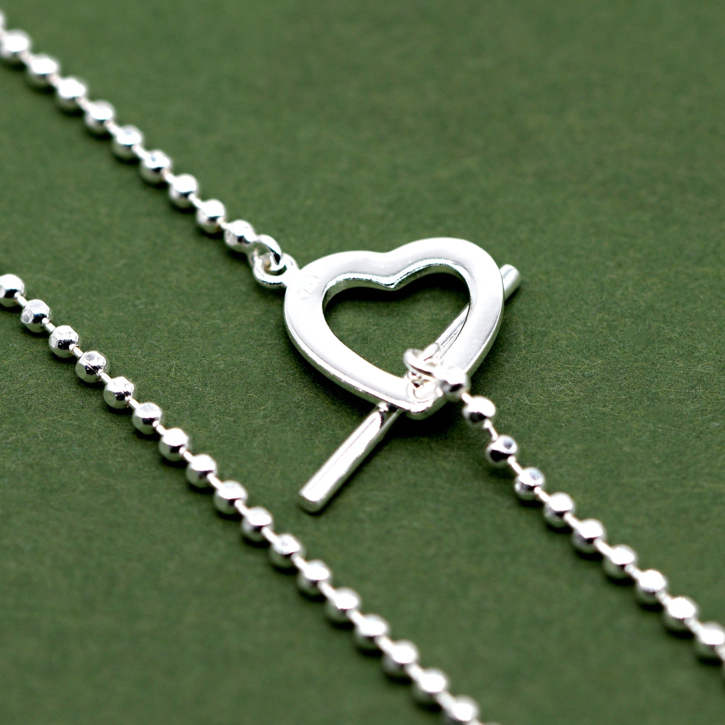 Sterling Silver Heart and T-Bar Necklace 16"