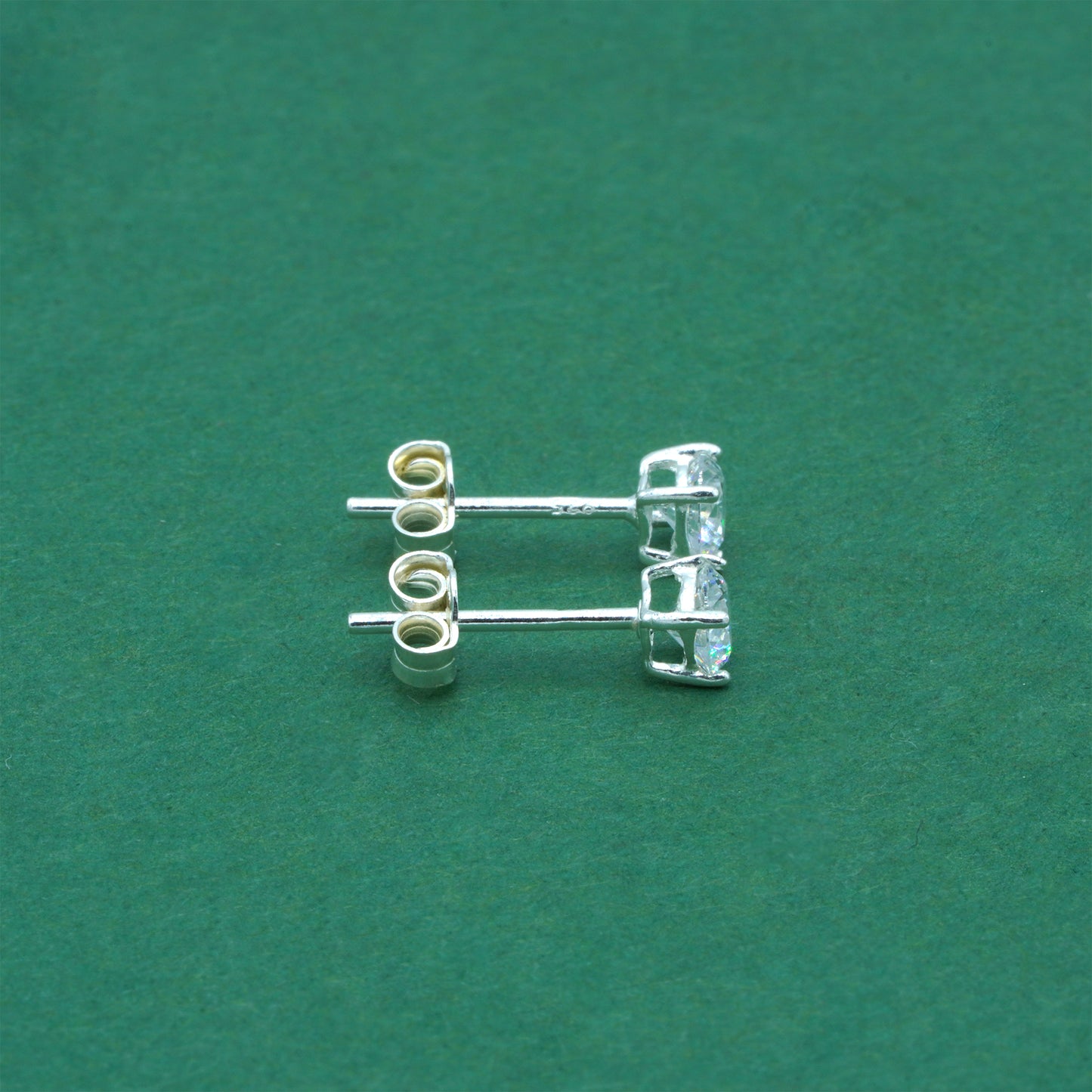 925 Sterling Silver Clear CZ Stud Earrings 4mm, Diamond Style Cubic Zirconia Studs, Minimal Dainty Crystal Earrings