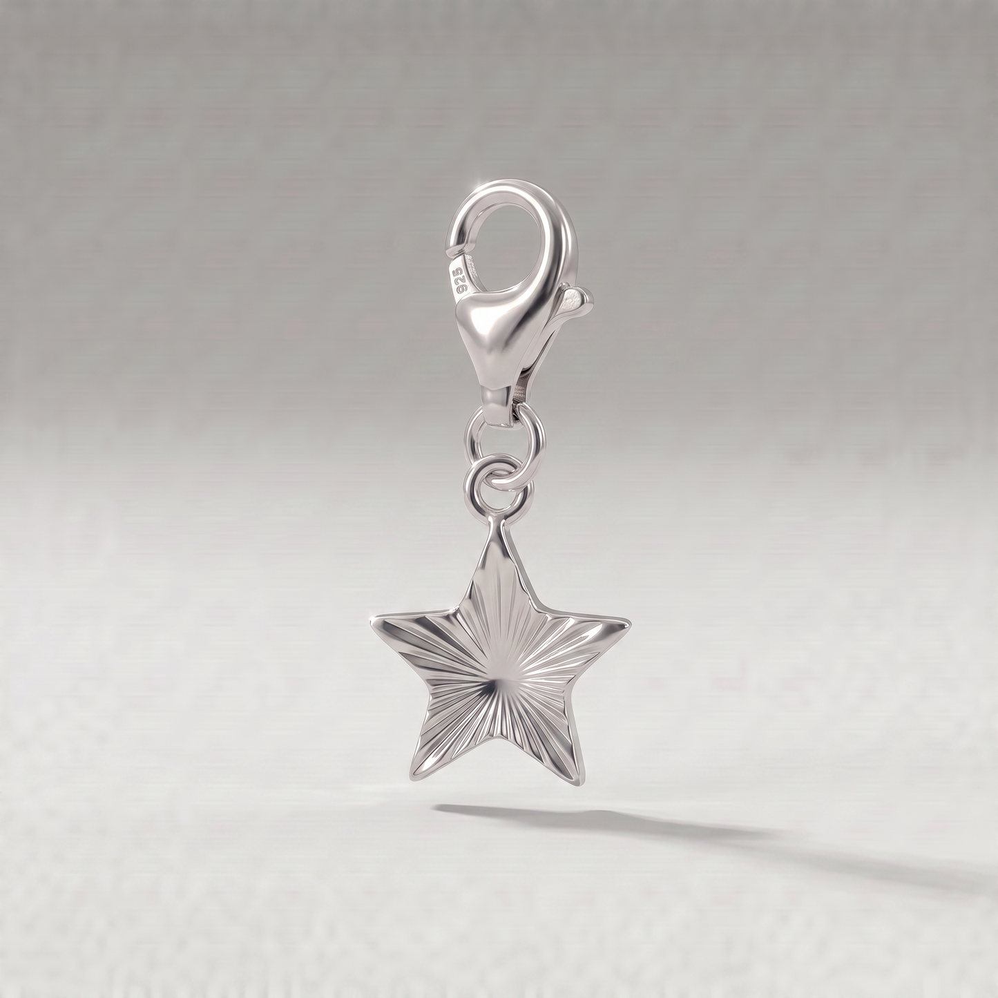 925 Sterling Silver 9mm Diamond Cut Fluted Star Charm