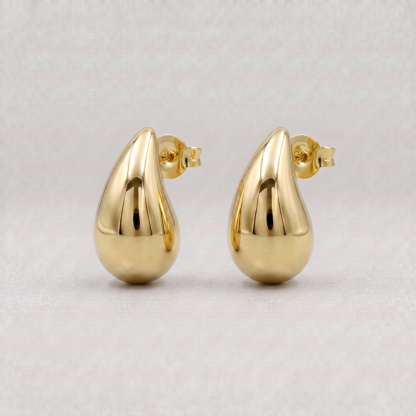 18k Flash Gold Plated Sterling Silver Teardrop Stud Earrings