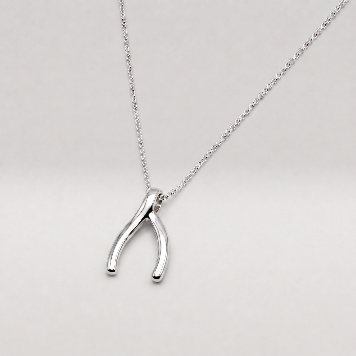 925 Sterling Silver Wishbone Pendant on 18" Rolo Chain
