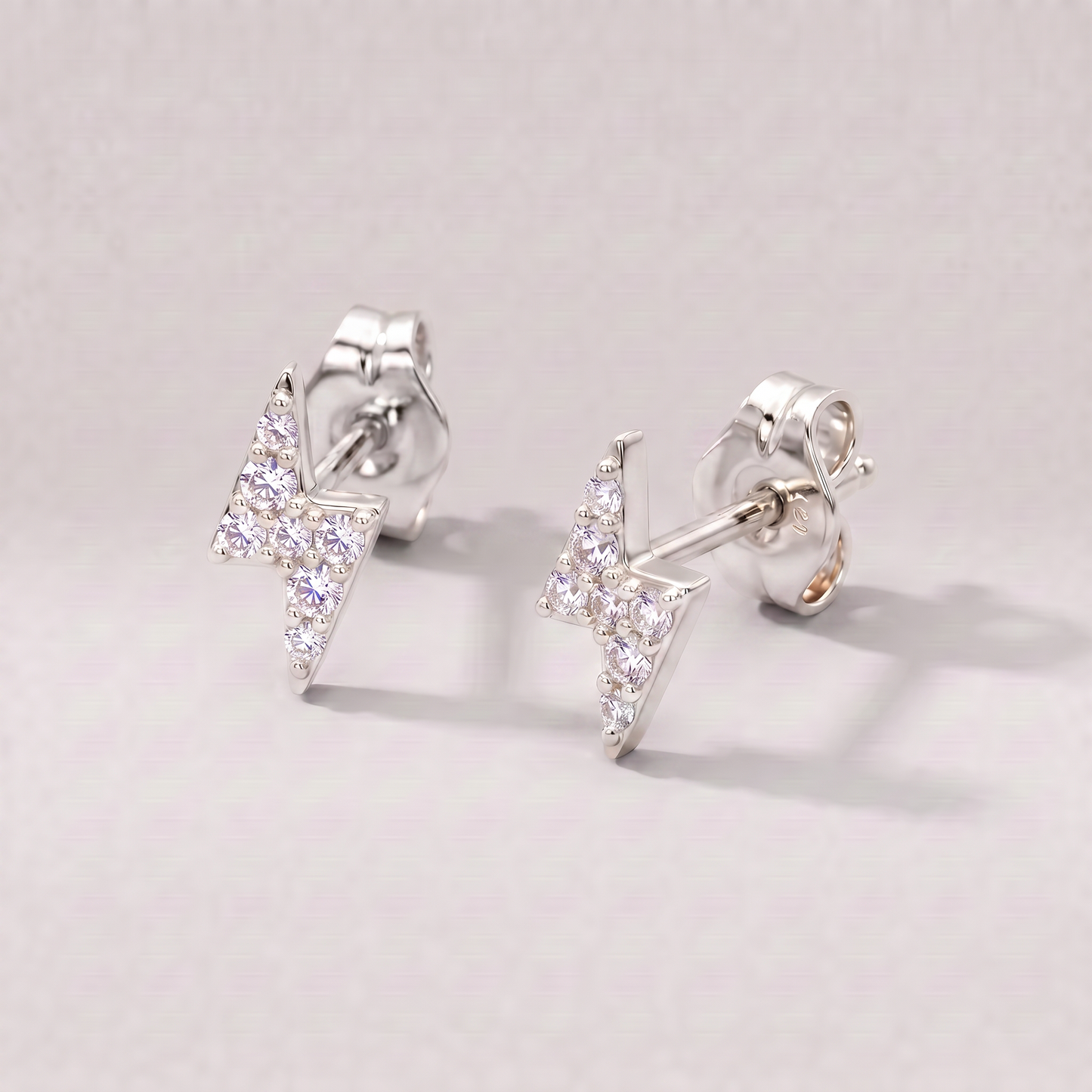 925 Sterling Silver 7.8mm Cubic Zirconia Lighting Bolt Studs