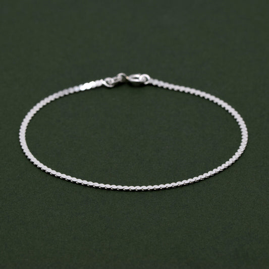 925 Sterling Silver S-Wave Herringbone Chain Bracelet