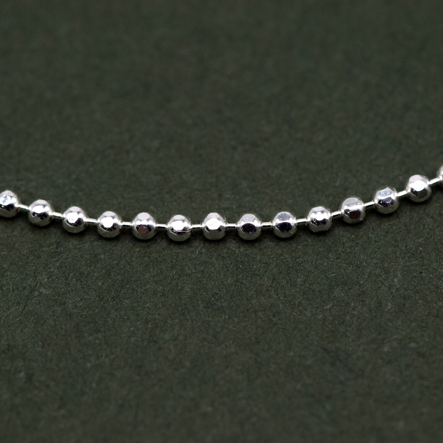 925 Sterling Silver 1.2mm Diamond Cut Ball Chain Bracelet