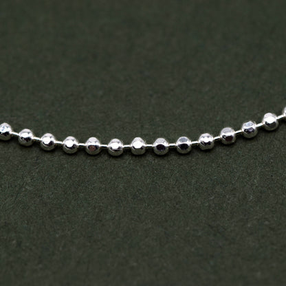 925 Sterling Silver 1.2mm Diamond Cut Ball Chain Bracelet