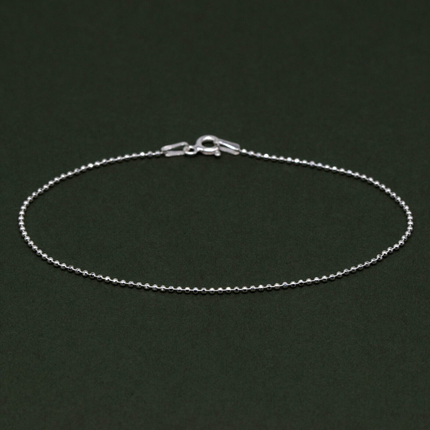 925 Sterling Silver 1.2mm Diamond Cut Ball Chain Bracelet