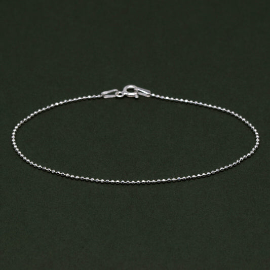 925 Sterling Silver 1.2mm Diamond Cut Ball Chain Anklet