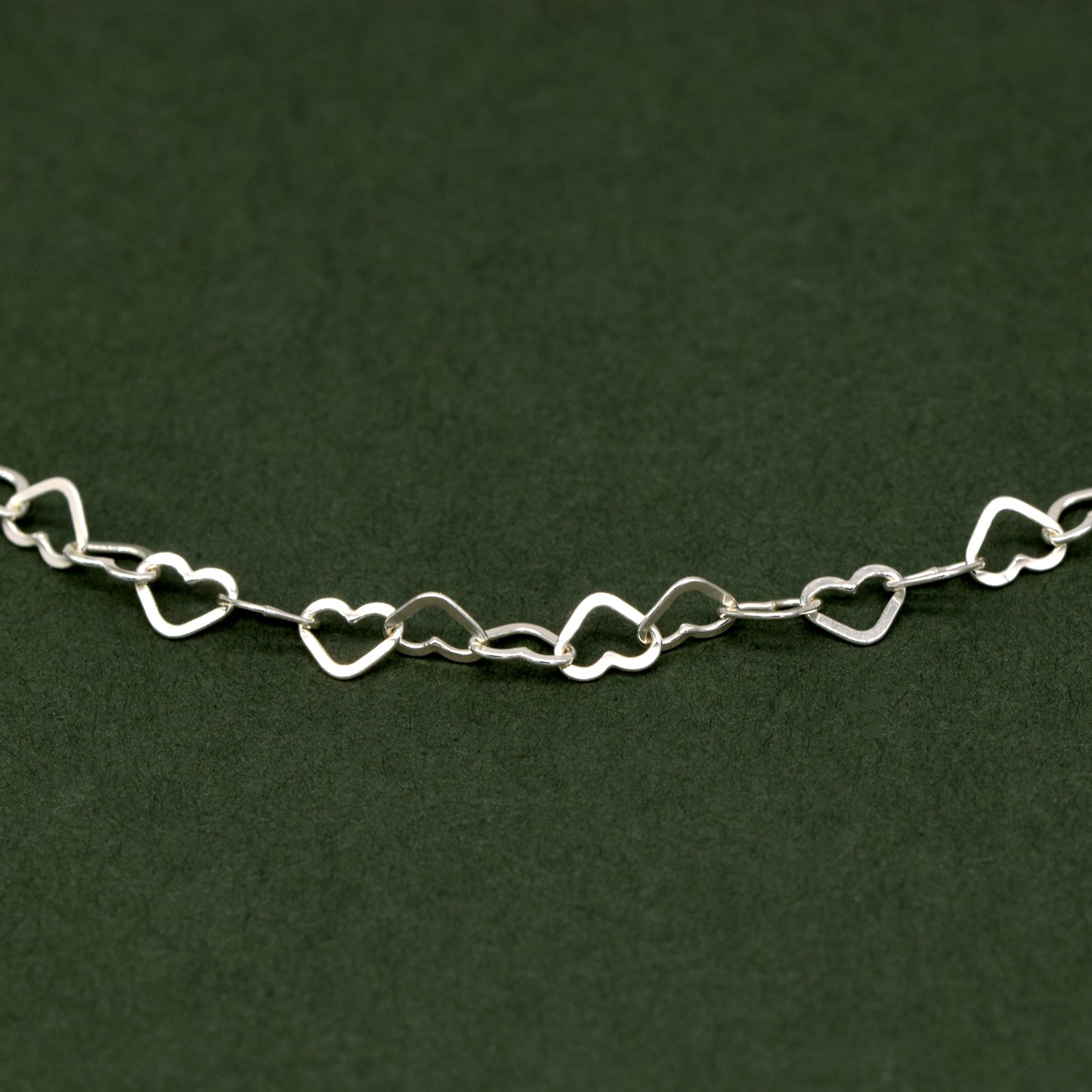 925 Sterling Silver 3mm Heart Link Bracelet