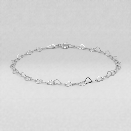 925 Sterling Silver 3.6mm Heart Link Bracelet