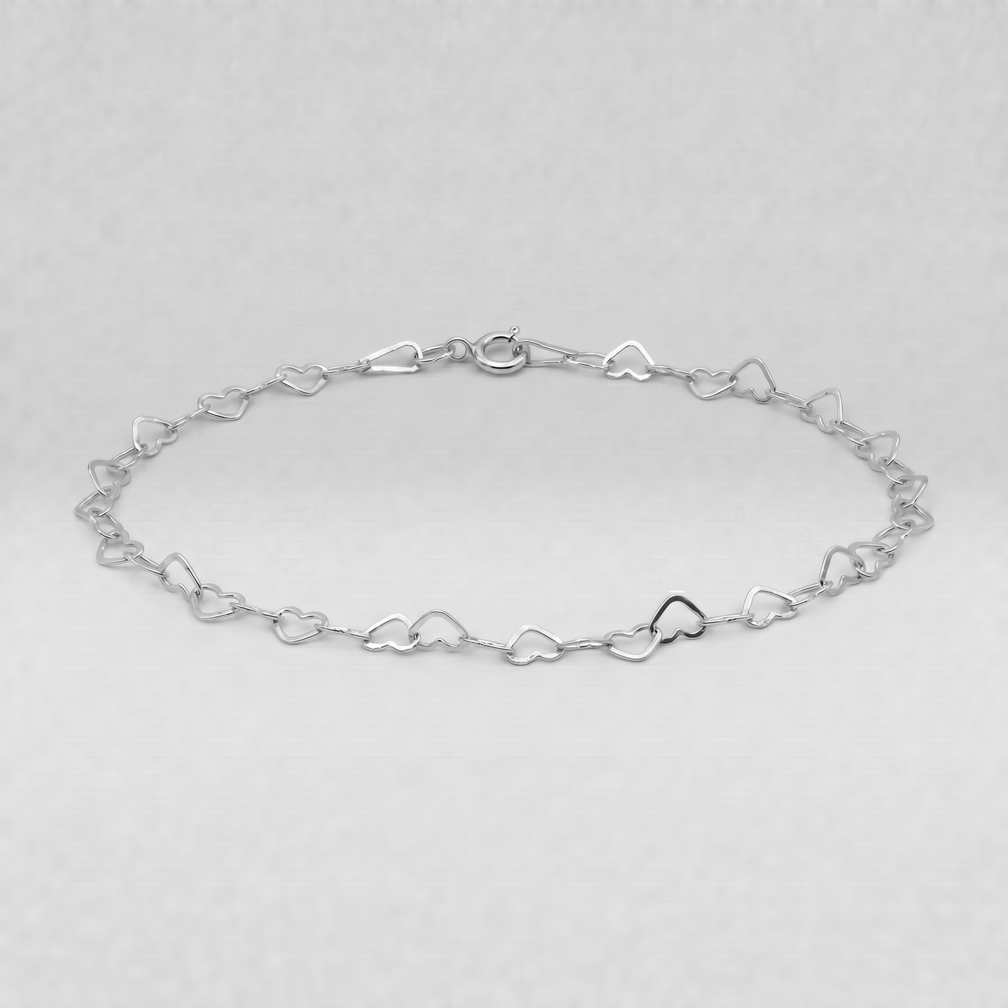 925 Sterling Silver 3.6mm Heart Link Anklet