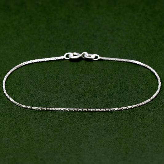 925 Sterling Silver 0.9mm Box Chain Bracelet