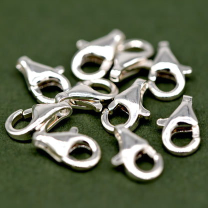 925 Sterling Silver 8mm Claw Carabiner Trigger Clasp Pack of 10