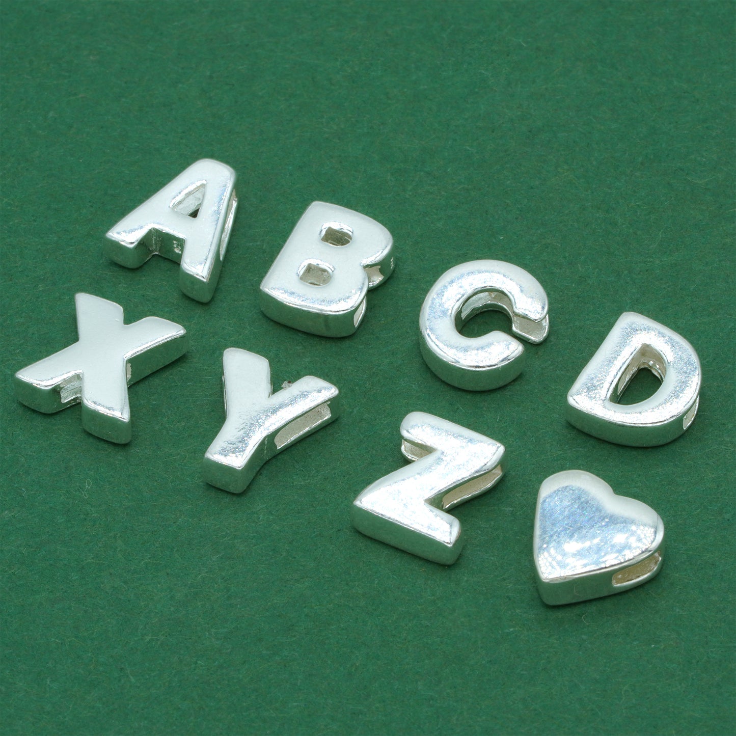 925 Sterling Silver Letter Threader Charm A-Z & Heart