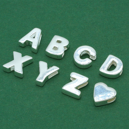 925 Sterling Silver Letter Threader Charm A-Z & Heart