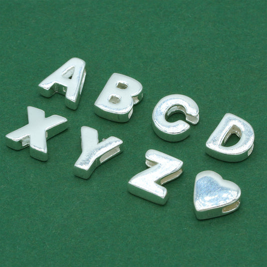 925 Sterling Silver Letter Threader Charm A-Z & Heart