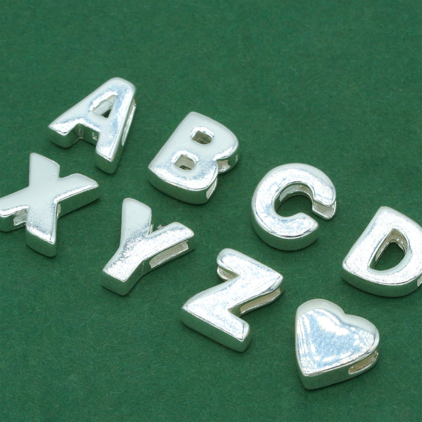 925 Sterling Silver Letter Threader Charm A-Z & Heart
