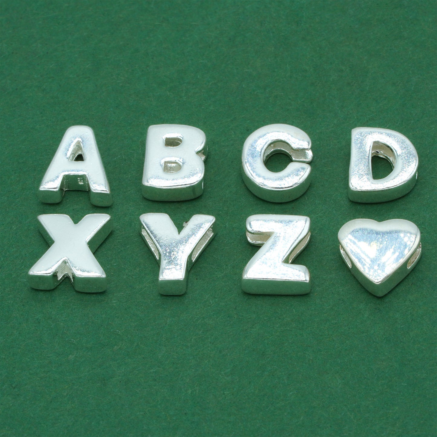 925 Sterling Silver Letter Threader Charm A-Z & Heart