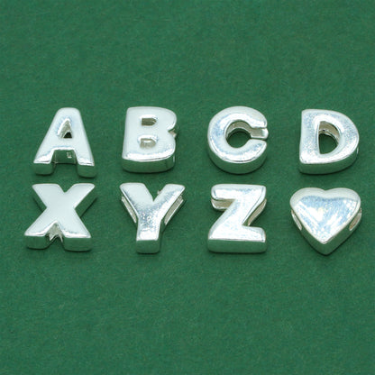 925 Sterling Silver Letter Threader Charm A-Z & Heart