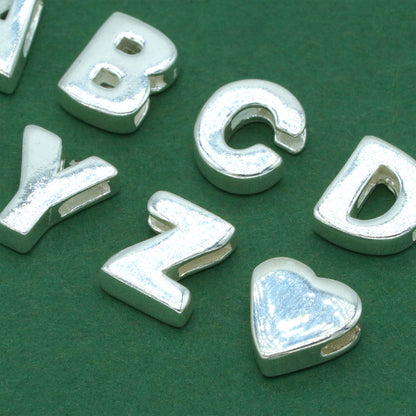 925 Sterling Silver Letter Threader Charm A-Z & Heart