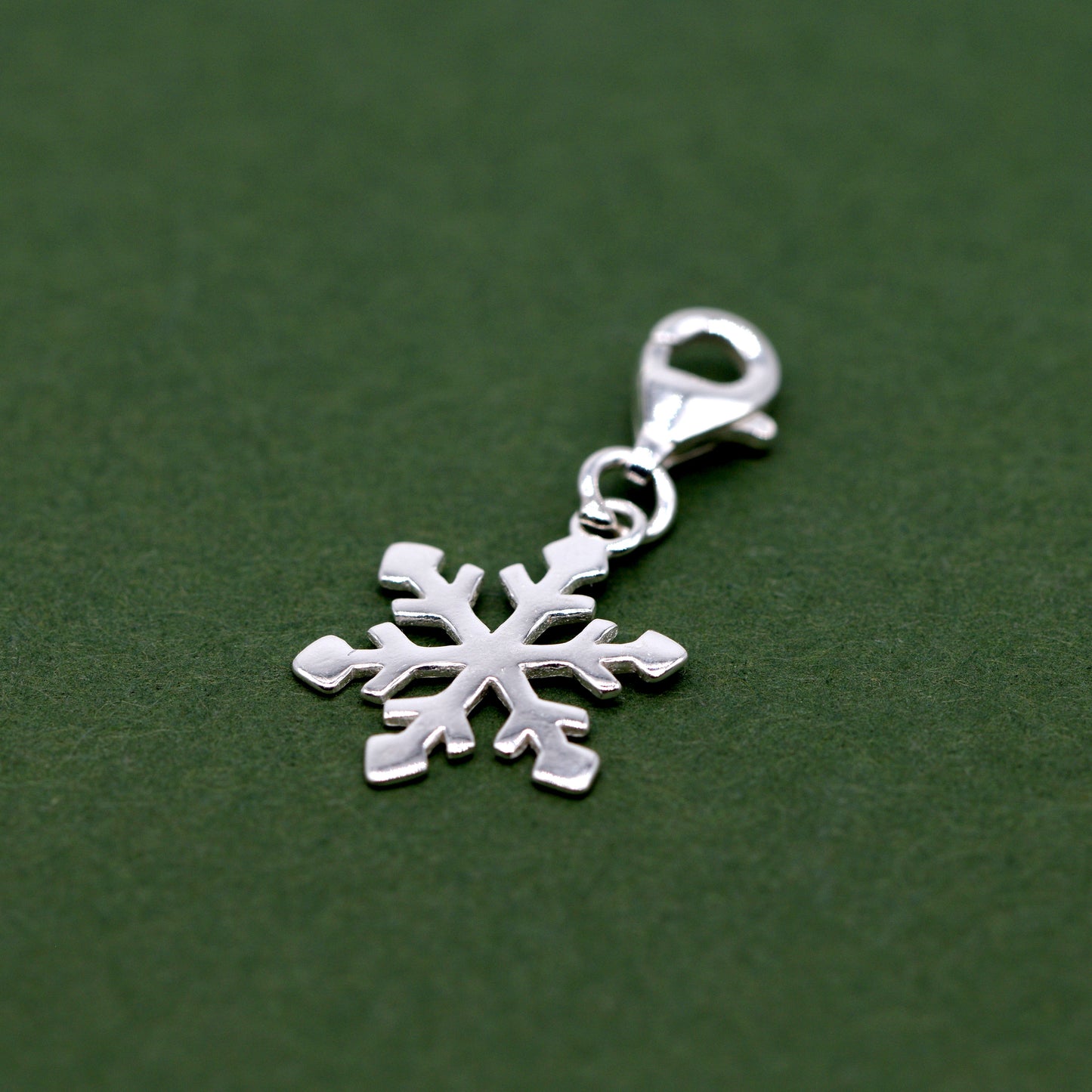 925 Sterling Silver Snowflake Charm (Claw Carabiner Clasp)