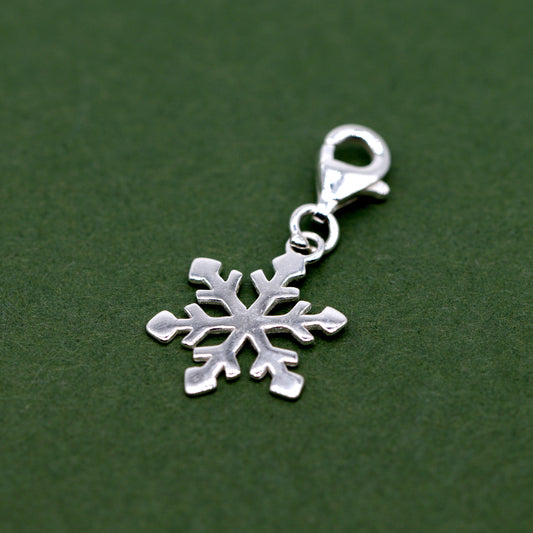 925 Sterling Silver Snowflake Charm (Claw Carabiner Clasp)