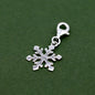 925 Sterling Silver Snowflake Charm (Claw Carabiner Clasp)