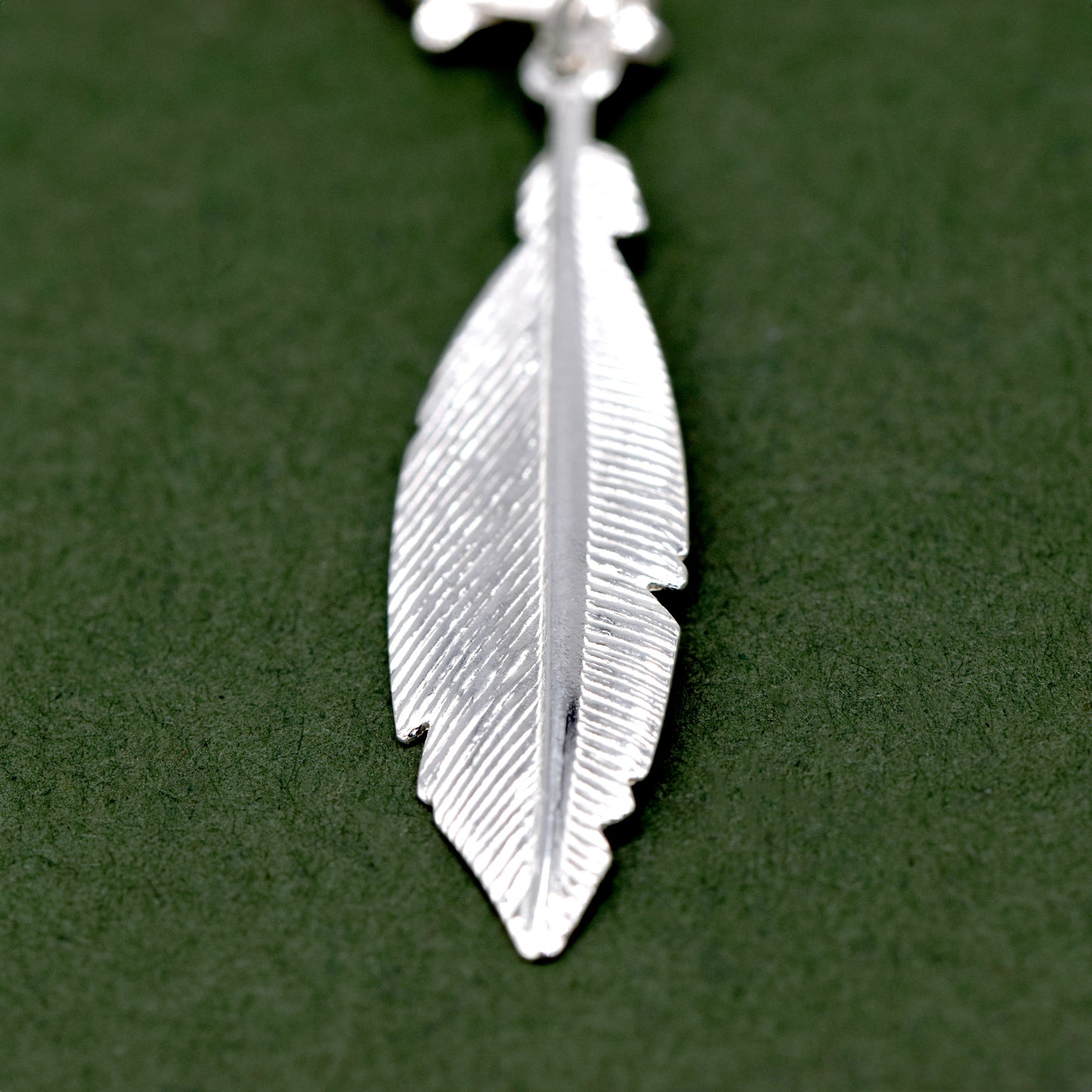 925 Sterling Silver Feather Charm with Claw Carabiner Fitting