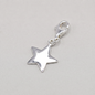 925 Sterling Silver Star Charm with Claw Carabiner Fitting