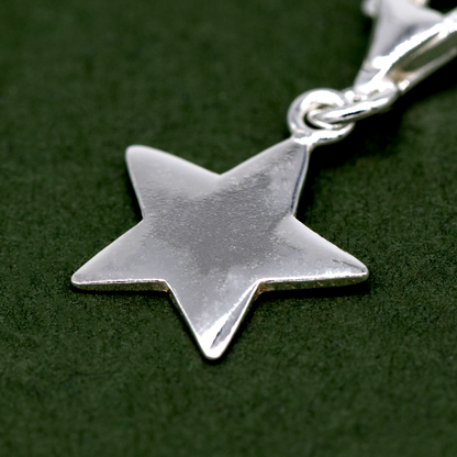 925 Sterling Silver Star Charm with Claw Carabiner Fitting