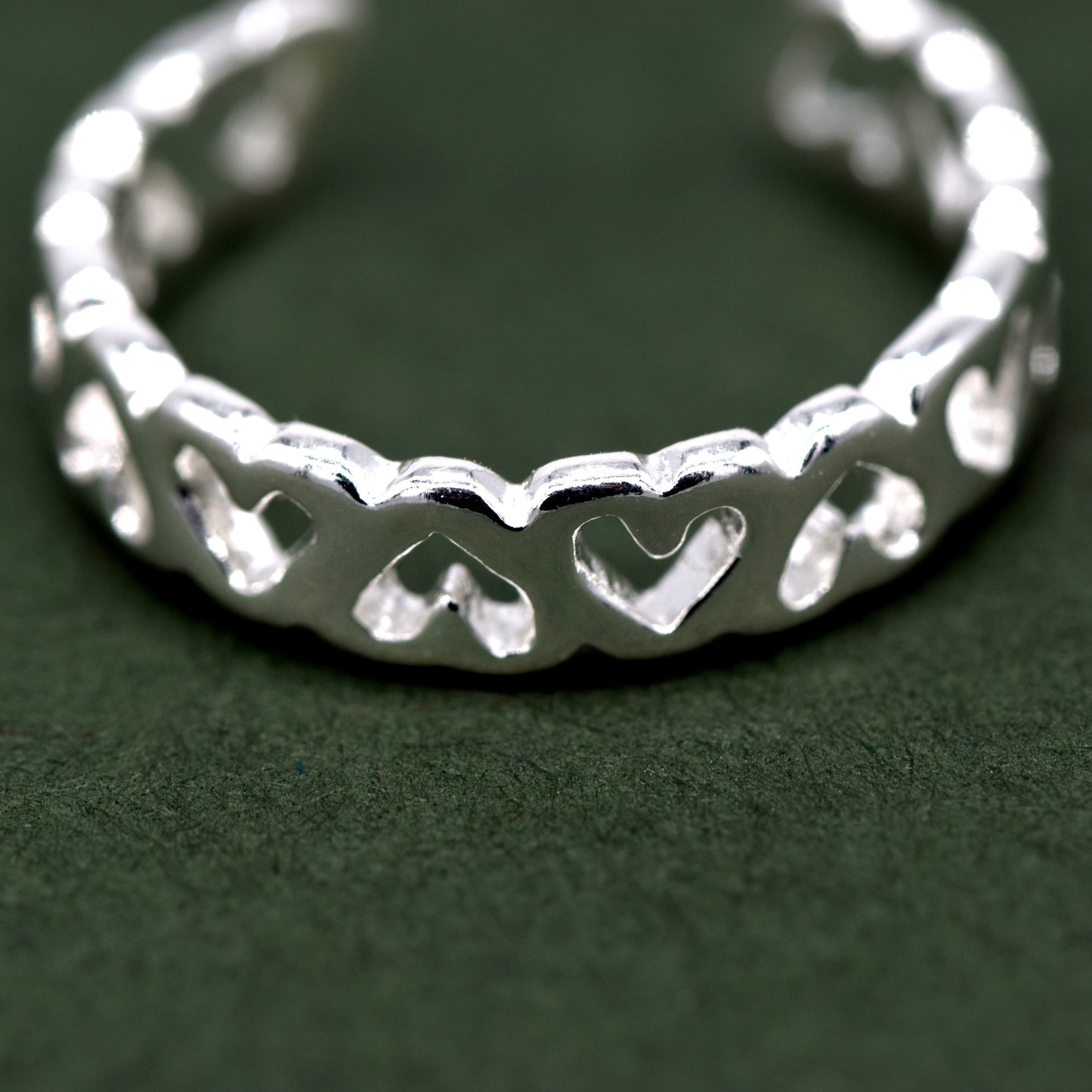 925 Sterling Silver Heart Toe/Adjustable Ring