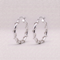 925 Sterling Silver Creole Style Twisted Wire Wrapped Hoop Earrings 20mm
