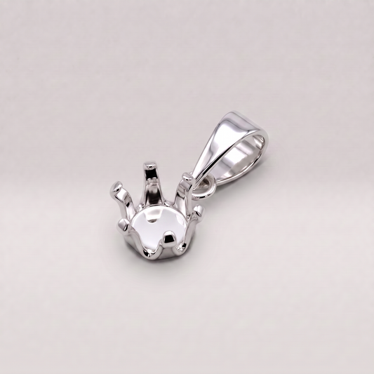 925 Sterling Silver Round 6 Claw Pendant 7mm in Diameter