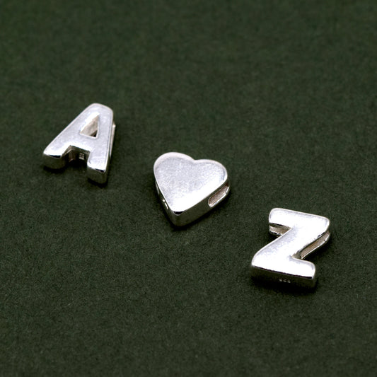 925 Sterling Silver Alphabet Letter Threader Bead Charm A - Z