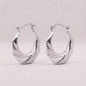925 Sterling Silver Creole Style Hoop Earrings (Hexagon)
