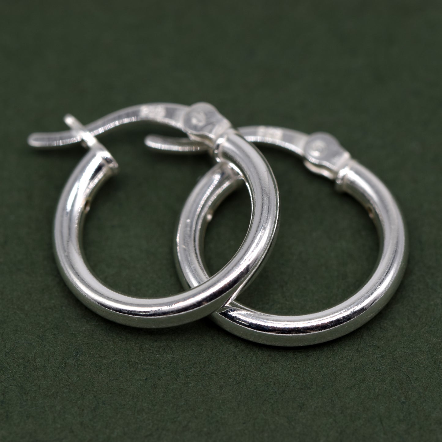 925 Sterling Silver Creole Style Hoop Earrings 14mm