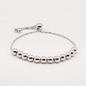 925 Sterling Silver Adjustable 6mm Beaded Slider Bracelet