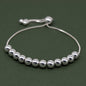 925 Sterling Silver Adjustable 6mm Beaded Slider Bracelet