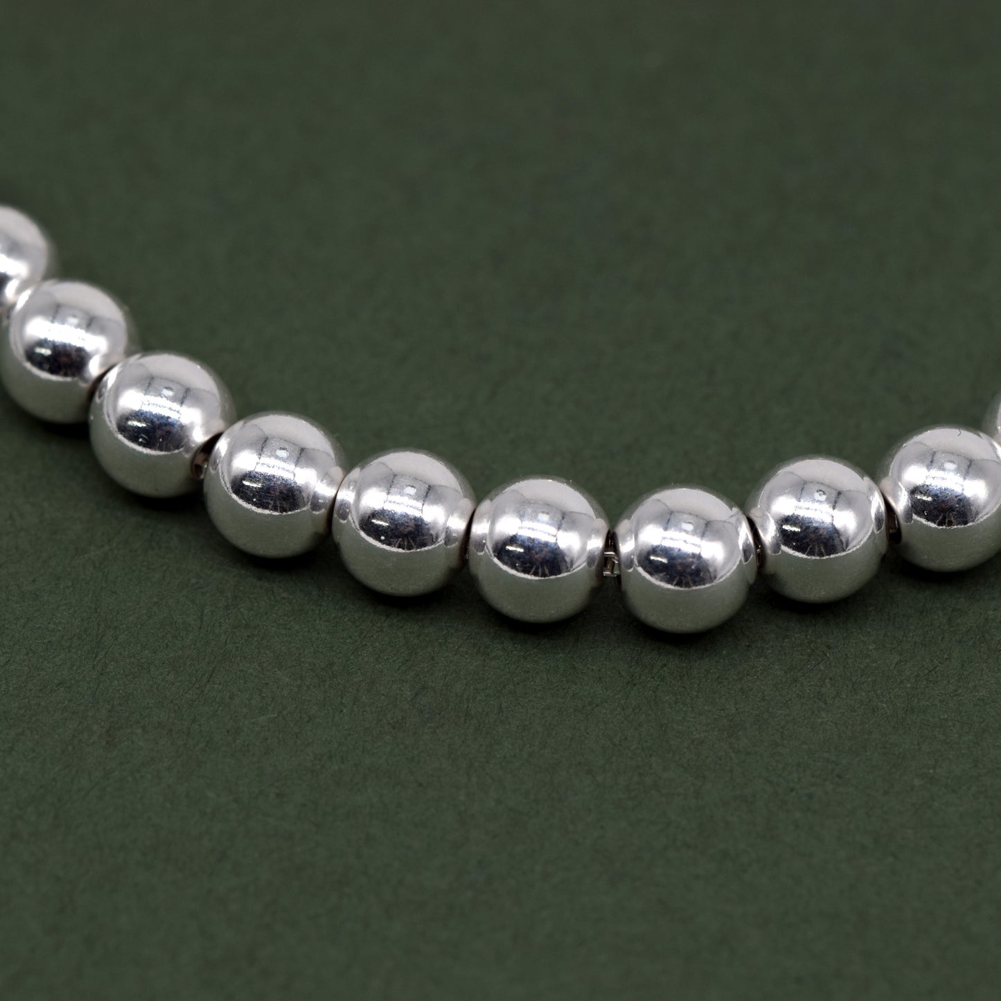 925 Sterling Silver Adjustable 6mm Beaded Slider Bracelet