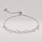 925 Sterling Silver Chain of Hearts Adjustable Slider Bracelet
