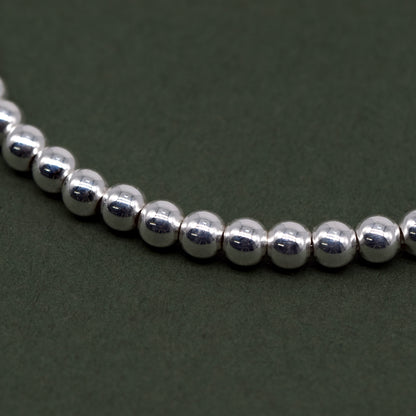 925 Sterling Silver Adjustable 4mm Beaded Slider Bracelet