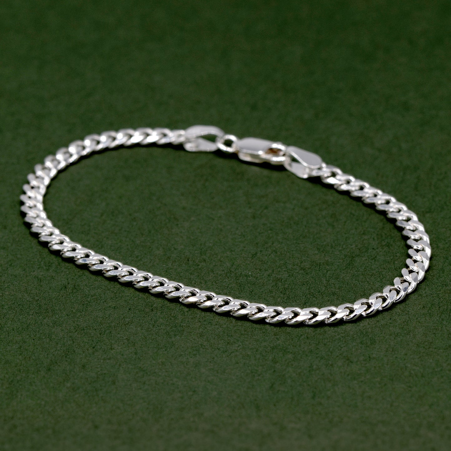 925 Sterling Silver 3mm Flat Curb Bracelet