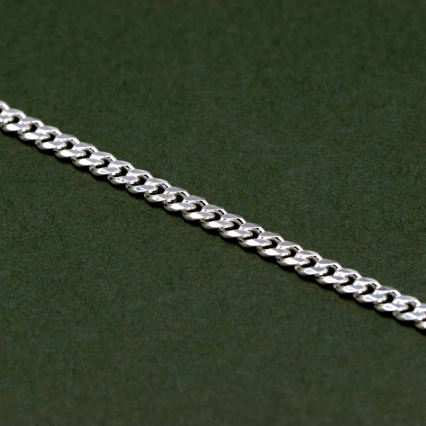 925 Sterling Silver 3mm Flat Curb Bracelet