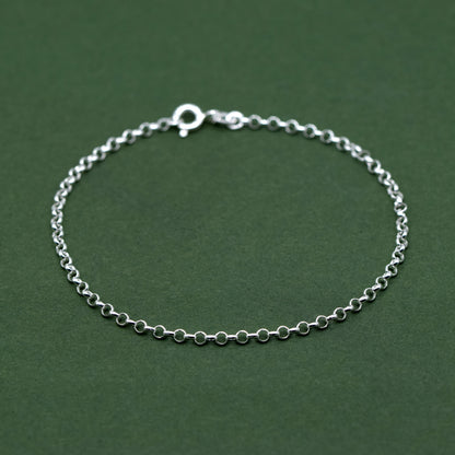 925 Sterling Silver 2.5mm Rolo Belcher Chain Bracelet