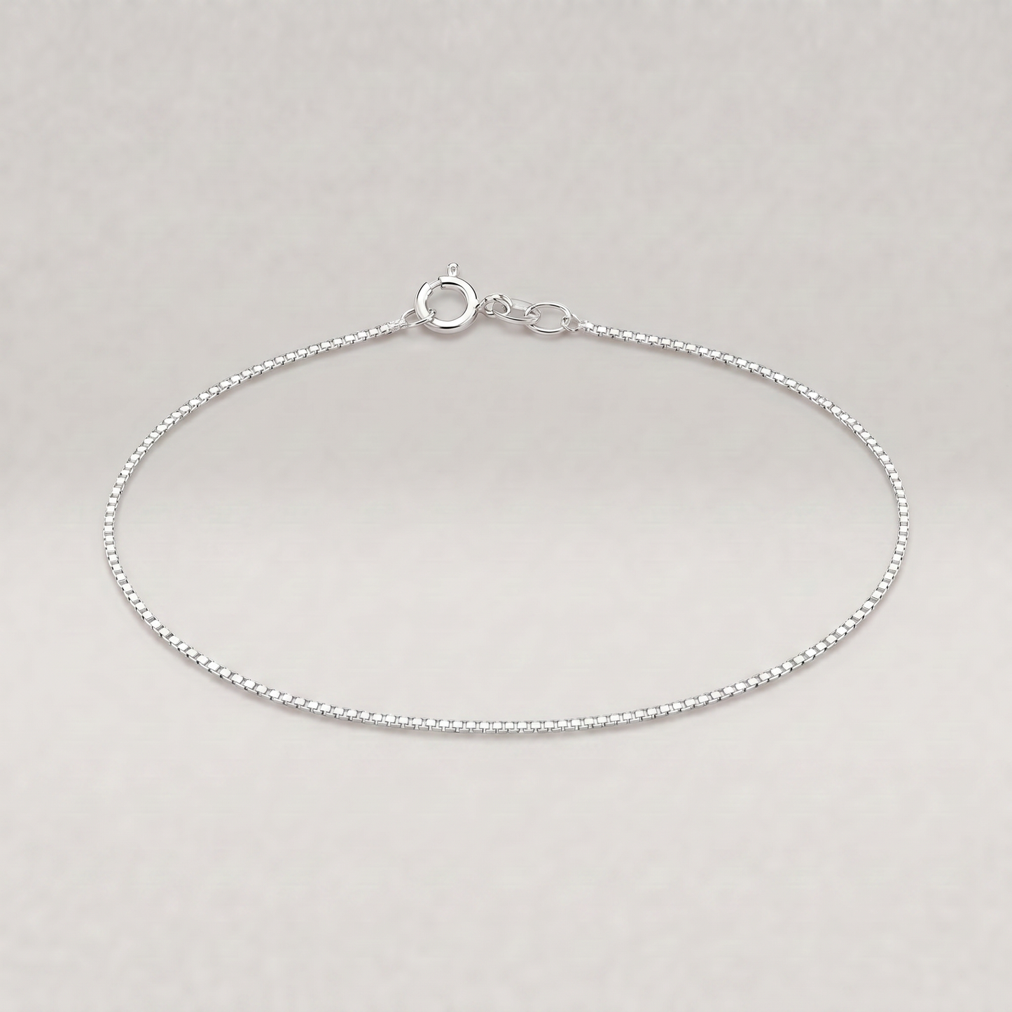 925 Sterling Silver 0.9mm Box Chain Anklet