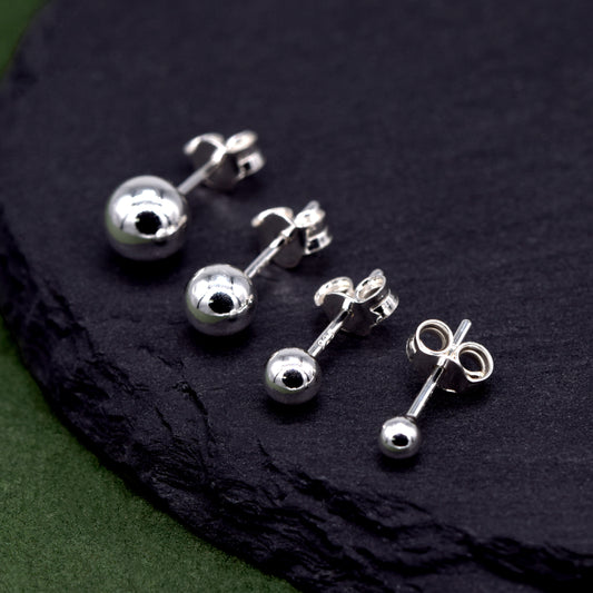 925 Sterling Silver Polished Studs/Earrings (3mm, 4mm, 5mm & 6mm)